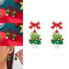 Christmas Tree Earrings Girls Alloy Red Bow Sparkling Jewelry With Holiday Style For Women