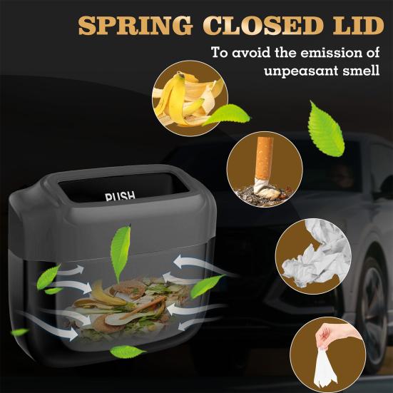 Car Door Hanging Trash Can with Garbage Bags Press Universal SUV Truck Auto