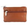 Keychain - EXCELLANC - Horizontal Format - Lambskin - Brown - 2 Zipped Compartments