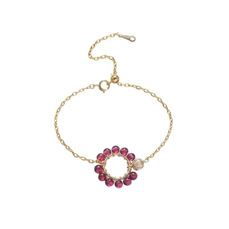 Natural Crystal Garnet Bracelet Women'S Diy Handmade Simple Jewelry Accessories 14K Gold Bracelet