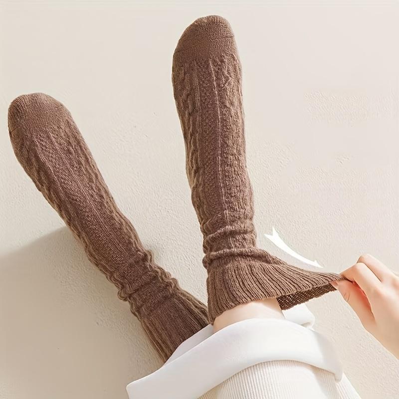 6 Pairs Of Winter Plush Thick Midsole Women's Warm And Thermal Storage Comfortable Soft Diamond Coffee Casual Outdoor Socks