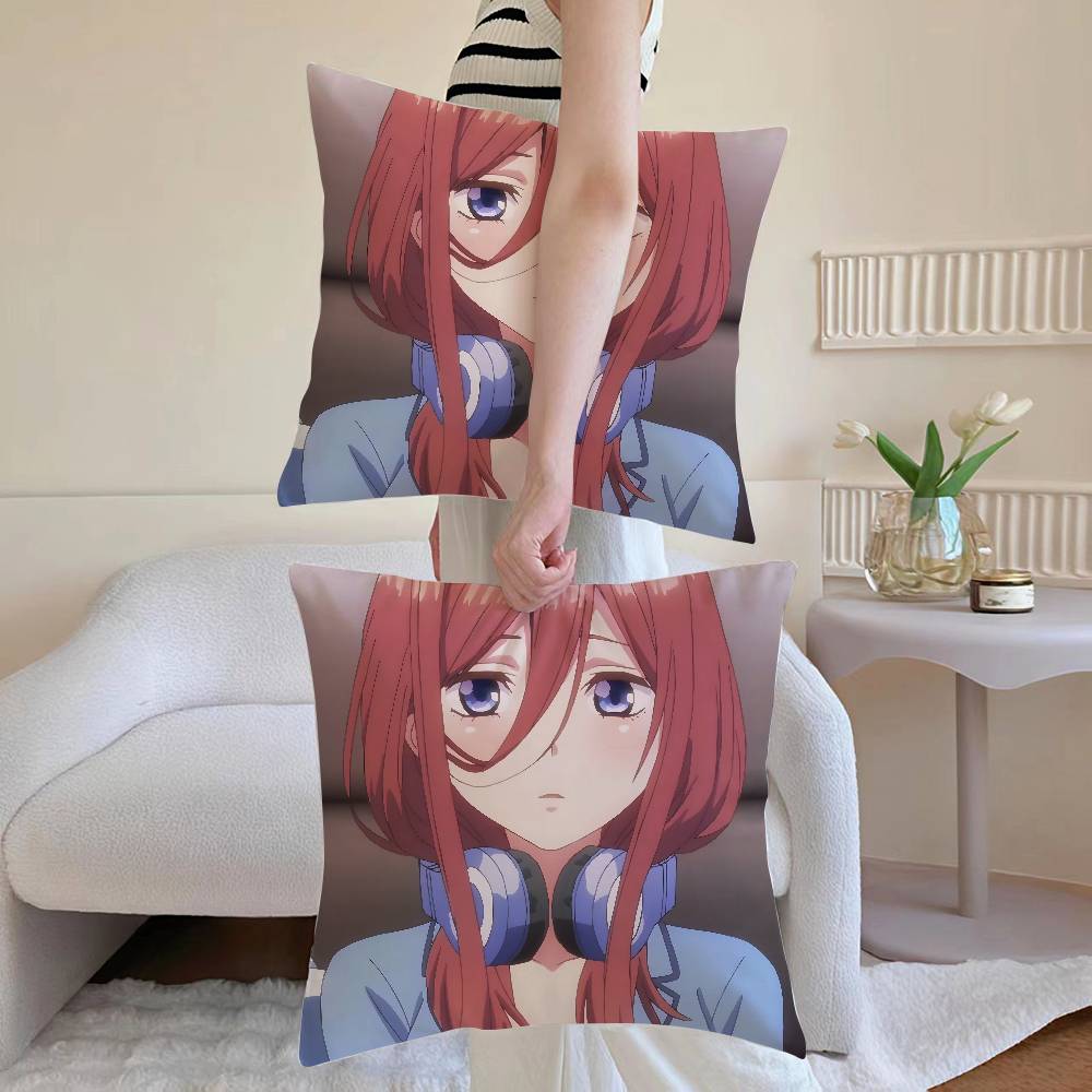 M-Miku Nakano Pillow Case Anti-dustmite Pillowcase Invisible zipper silky Sofa cushion cover