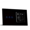 Glass Panel Touch Switch European Standard Hidden TYPEC Charging Socket Combination 220V