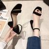 New versatile fashion thick heel Roman high heels summer Korean version ins tide fairy style one word buckle belt women sandals