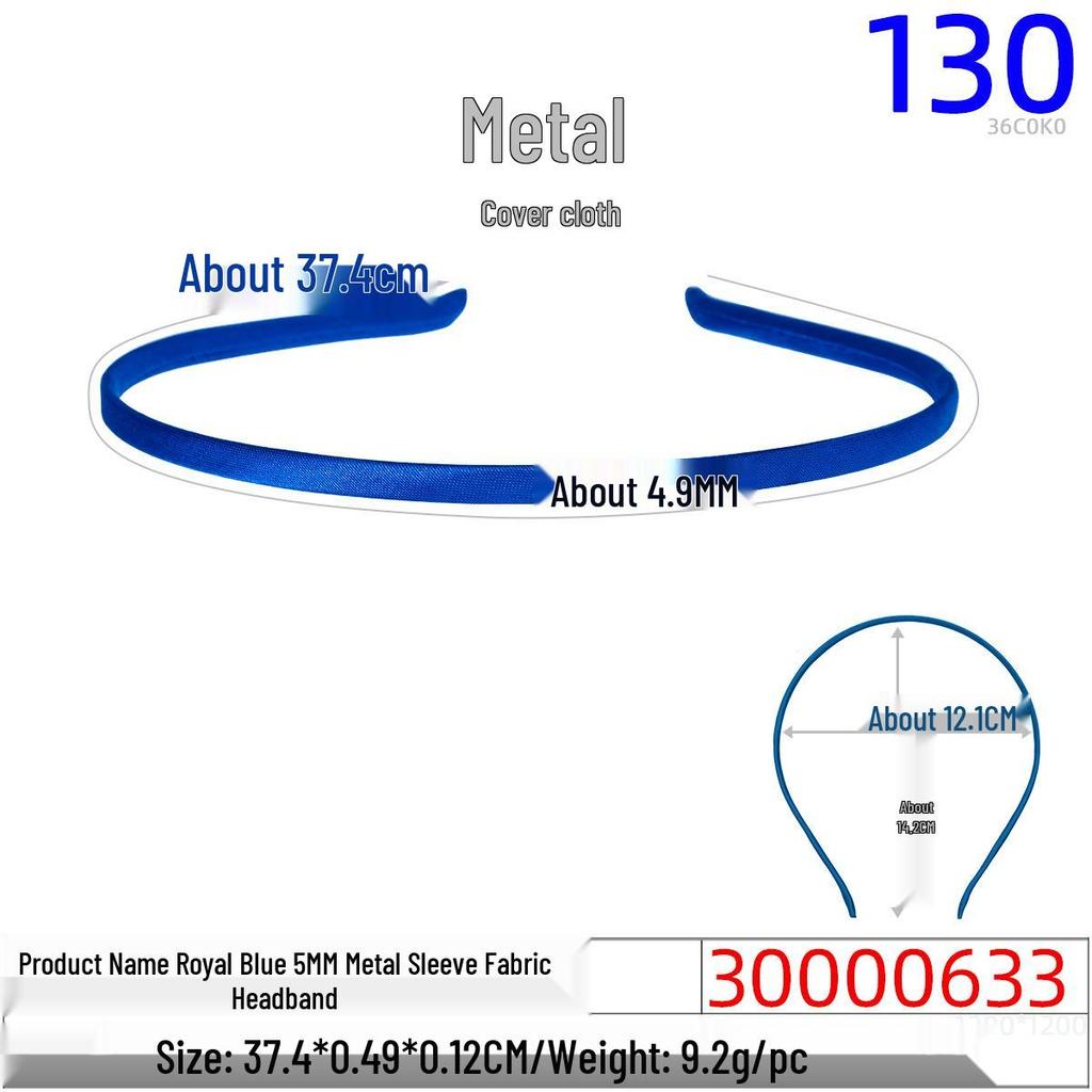 Children's 5mm Rainbow Fabric-Covered Metal Headband for DIY Jewelry