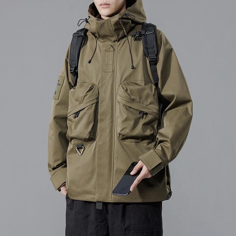 Multi-pocket Autumn Hooded Outdoor New Jacket Men's Casual Korean Style Jacket Handsome Jacket Couple Style