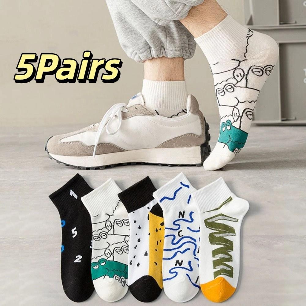 5Pairs Cotton Men Tube Socks Simple Sports Ankle Sock Casual Men's Mid-calf Socks  Female