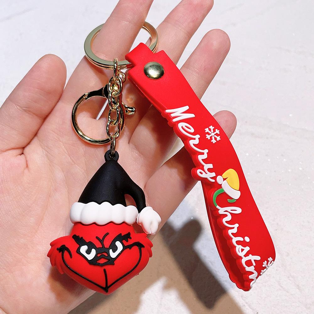 Bambola Grinch esplosione transfrontaliera Nuovo portachiavi ciondolo Grinch di Natale Mostro dai capelli verdi di Natale ornamento