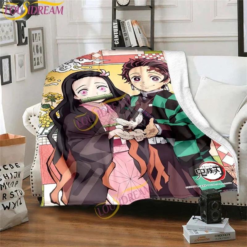Japanese Anime Demon Slayer Printed Blanket Living Room Bedspread Sofa Travel Office Throw Blanket Quilt 5 Size