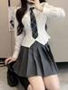 Women's Two-piece Matching Set Long Sleeve Shirt High Waist Pleated Skirt Japanese College Style Outfit