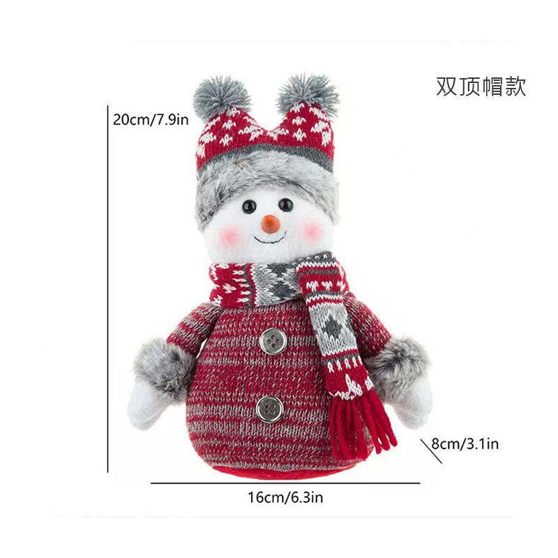 Cross-border Popular Red Knitted Fabric Snowman Doll Doll Ornament Window Arrangement Counter Christmas Decorations