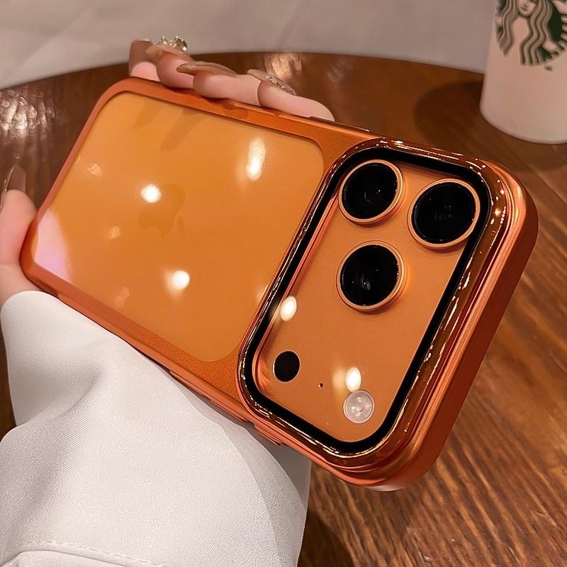 Clear Phone Case For For Iphone 13 14 1 16 17 Pro Max Flip Lens Stand Holder Bracket Shockproof Plating Bumper Protection Cover