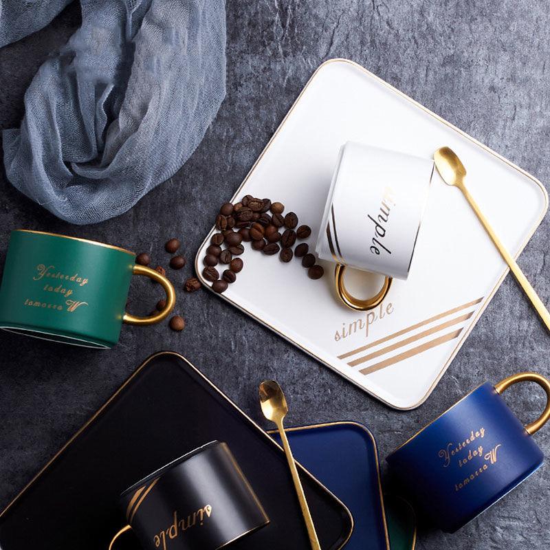 Farfurie ceașcă de cafea Set două piese ceașcă de cafea de culoare solidă în stil nordic ceașcă de apă din ceramică ceașcă de mic dejun ceașcă de lapte ceai de după-amiază