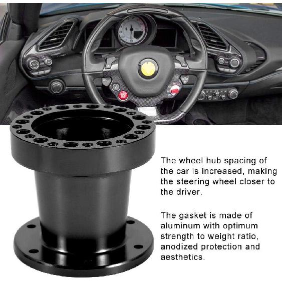 3inch Universal Car Aluminium Steering Wheel Hub Spacer Steering Adapter Kit (Black)