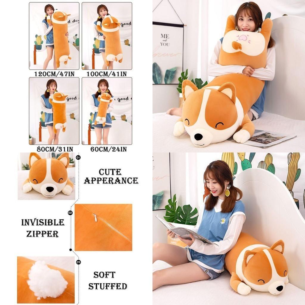 Plush Toys Throw Pillow For Home Decor Long Corgi Cushion Soft Stuffed Animal Doll Gift
