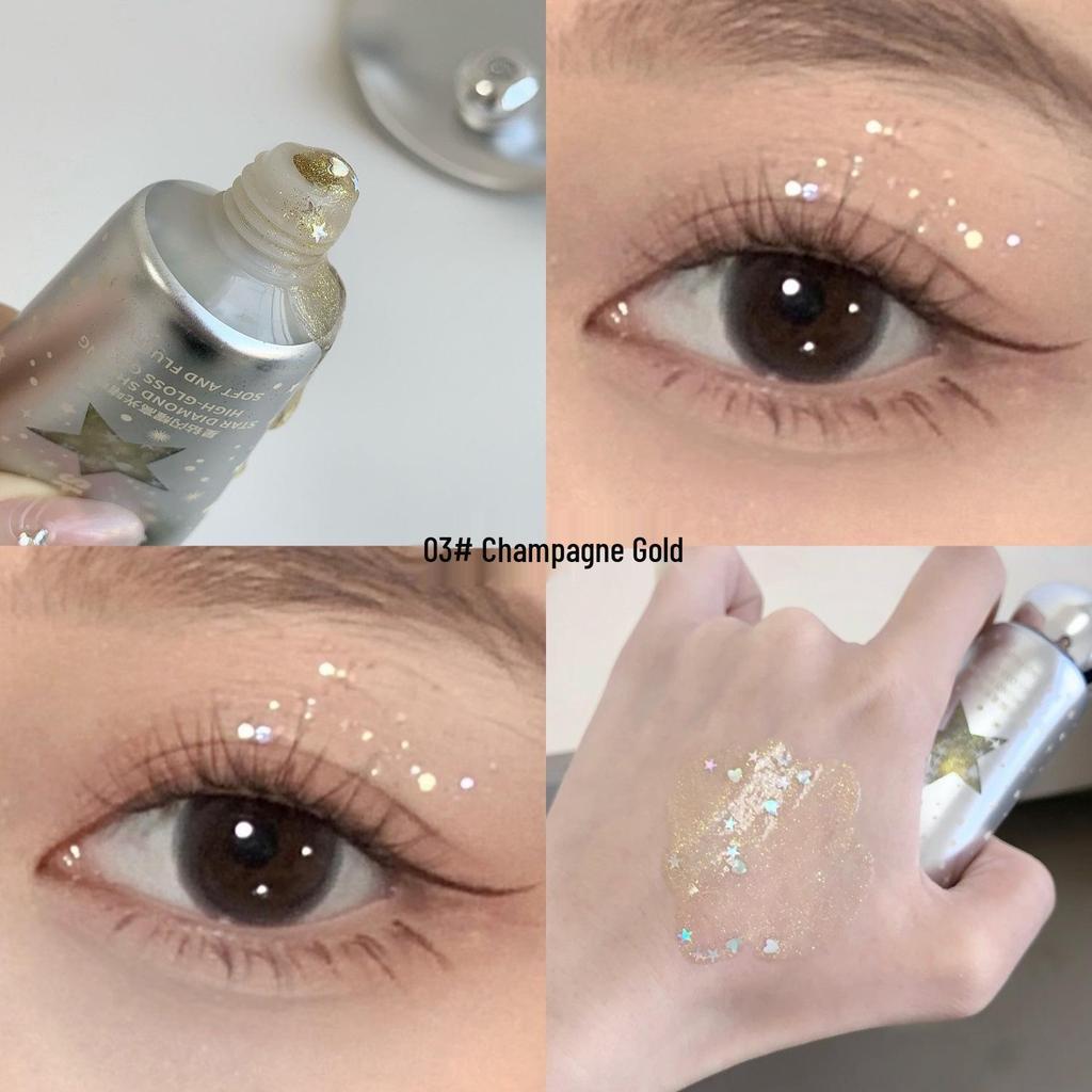 SHAQINUO Sternen-Diamant-Schimmer-Gel: Perlmuttfarbener Glitzer-Highlighter für einen auffälligen Bühnen-Make-up-Look.