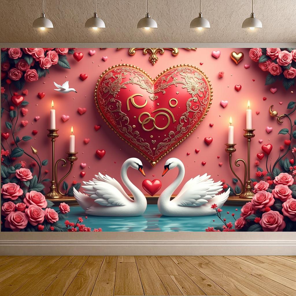 Herzförmige Romantische Dekoration Schönes Hintergrundbanner Rosen-Thema Hochzeitshintergrund Charmante Party-Kulisse für Party