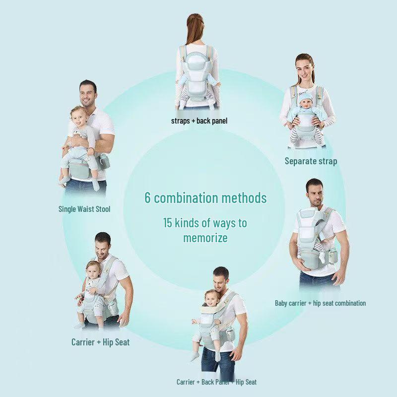 Lightweight Baby Carrier Waist Stool - Multifunctional, All-Season, Front & Back Use for On-the-Go.