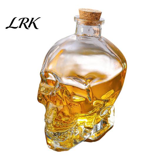 Bottiglia in Vetro Borosilicato Ispessito Decanter a Forma di Teschio, Whiskey Gotico 3D con Tappo in Sughero Tappo Regalo Unico, Dispenser Liquori Novità per la Casa