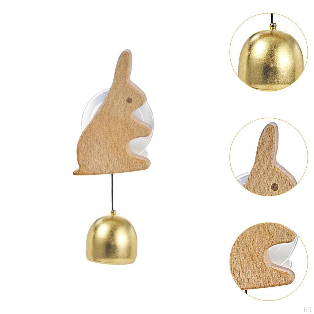Merchant's Bell with Suction Cup, Wooden Door Ornament, Hanging Doorbell for Shop Front