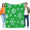 Festive Green Snowflake Blanket Soft Cozy Throw for Winter Holidays, Extra Warm Lightweight Bed Sofa Cover, Perfect Christmas Gi