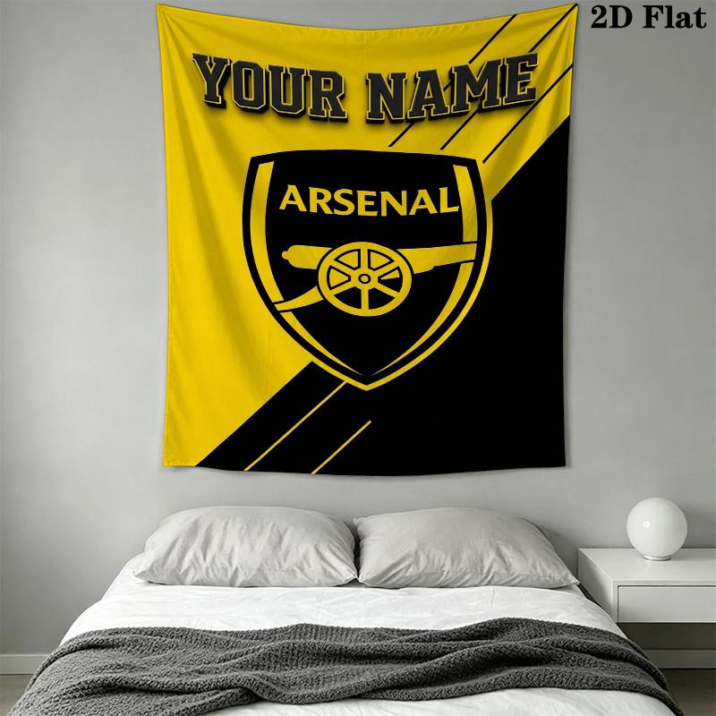 Custom Name Arsenal Wall Tapestry Aesthetic Wall Hanging Printed Fabric Blanket Decorative Tapestries for Bedroom Living Room Home Decor