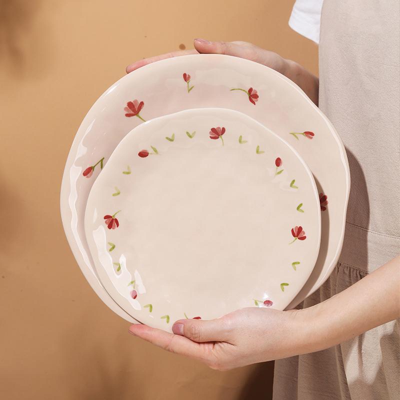 SOLECASA Ceramic Dinner Plates Soup Bowl Rice Salad Bowl Coffee Mug Floral pattern Kitchen Dinnerware Dinner Dish Microwave safe