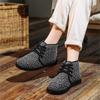 Johnature Casual Women's Short Boots Plush Warm Cotton Shoes Handmade Soft Sole Lace-up Cloth Shoes