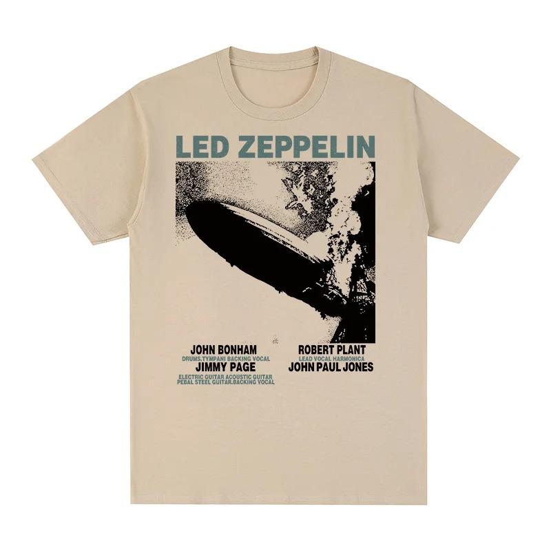 

Ретро-футболка Led Zeppelin с дирижаблем и участниками группы, Унисекс, Классический рок, Уличная одежда, 100% хлопок, Повседневная футболка с коротким рукавом 4XL