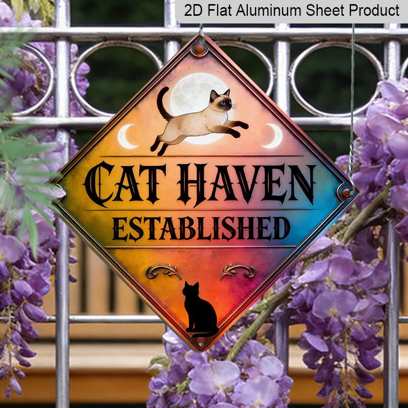 2D Flat, 1pc - Design Featuring A Cat Paradise Theme, This Metal Wall Decor Gift for A Friend Is A Vintage Sign Suitable for Decorating Living Rooms