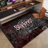Slipknot Pentagram Logo Area Rug Non Slip Mat, Vintage Dark Wood Grain Carpet for Game Room Rock Fan Decor