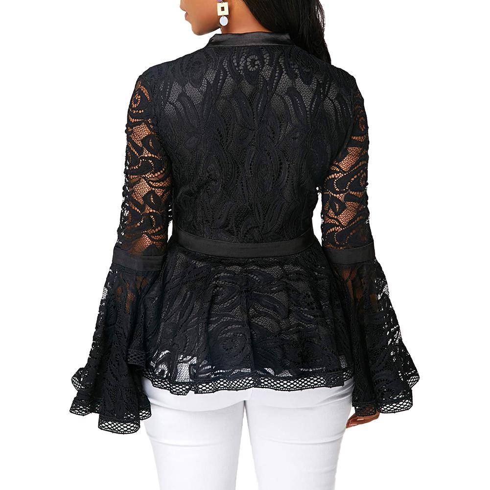 Long Flare Sleeve Blouse Slim Fit Top 