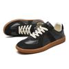 Herrskor i äkta läder, låga, avslappnade, för skateboard, retrostil, andningsbara, rund tå, slip-on, lätt att ta på