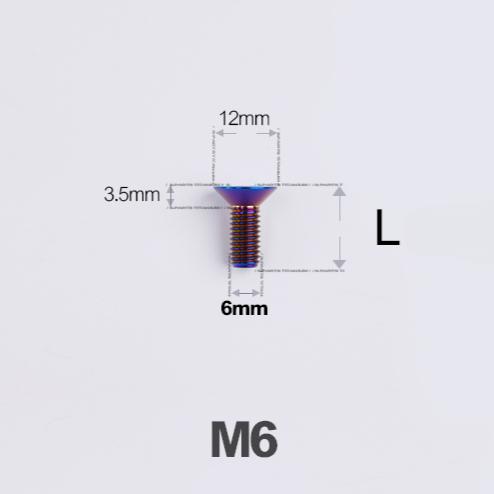 M6*10 12 14 16 18 20-70mm TC4 GR5 Titanium Alloy T30 Torx Flat Countersunk Screw Bolt for Bike Bicycle Road Bike Multiple Colors