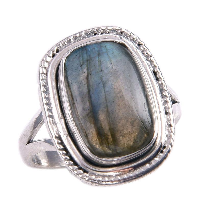 Natural Labradorite Gemstone 925 Solid Sterling Silver Jewelry Ring S.6.5 W7n31