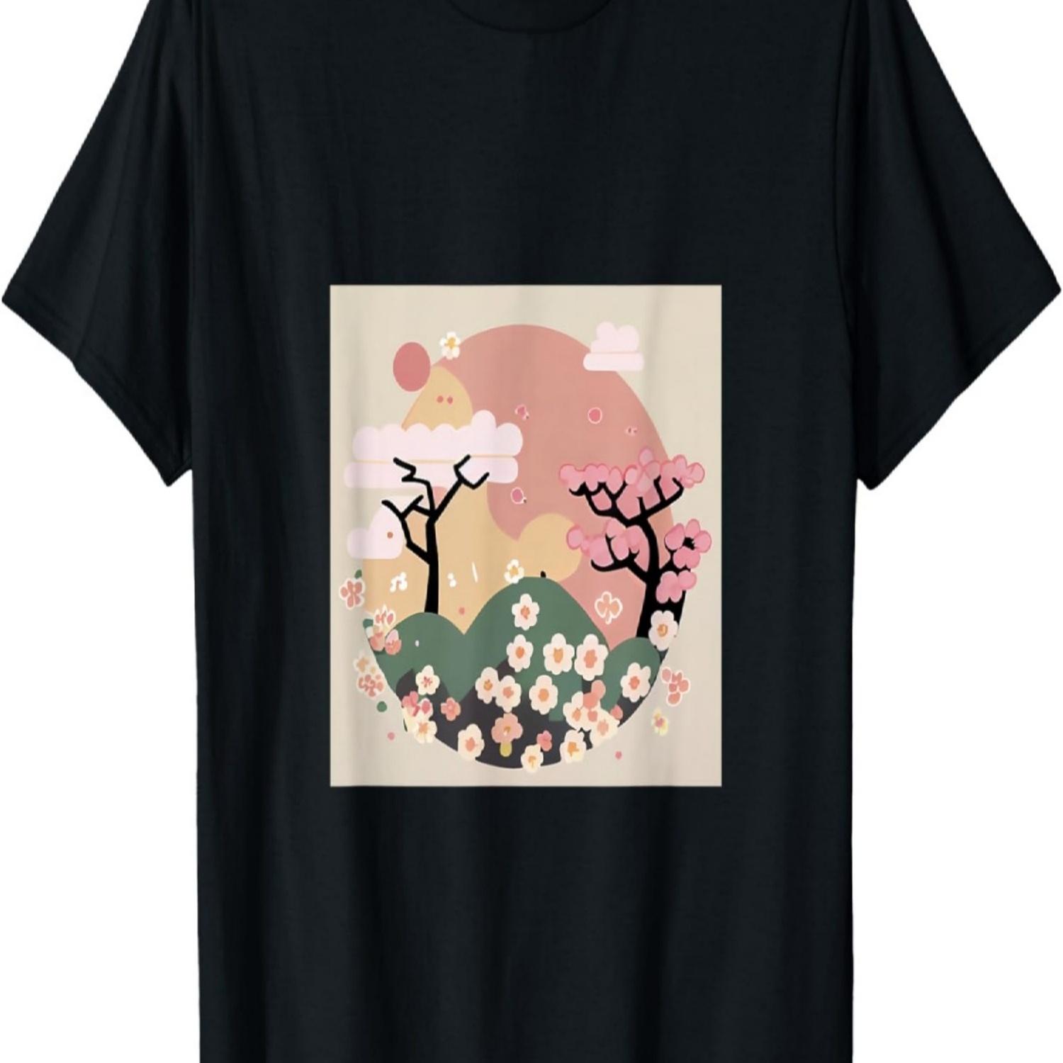 Kawaii flowers cherry blossom trees cute painting T-Shirt S