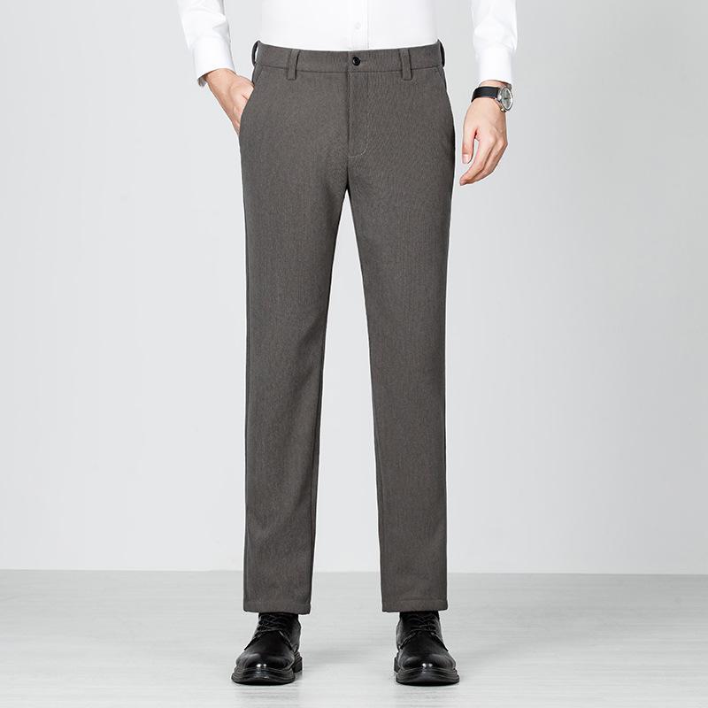 Men's Business Casual Pants High-end Winter Loose Straight-fitting High-end Trousers Solid Color Wool Trousers Men