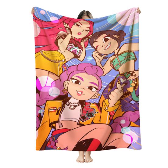 Hunter Girls Blanket Cozy Flannel Machine Washable Anime Throw Blanket Print Blanket for Kids Sofa Couch