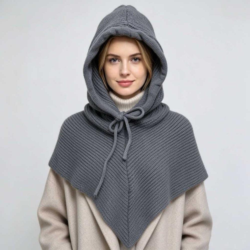 Cappelli con Cappuccio a Maglia Monocolore Antivento Berretti per Ragazze Cappello Invernale Balaclava Cappello Sciarpa per Donne