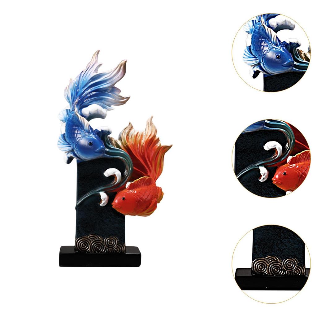 Feng Shui Carp Statue Desktop Ornament Figurine Creative Chinese Feng Shui Fish Resin Fish Statue for Bookcase Shop Cabinet