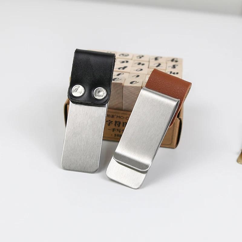 1Pc Vintage Metal Handmade Leather Pen Holder Clips Journal Notebook Loose Leaf Memo Brass Clip Bookmarks School Office Supplies
