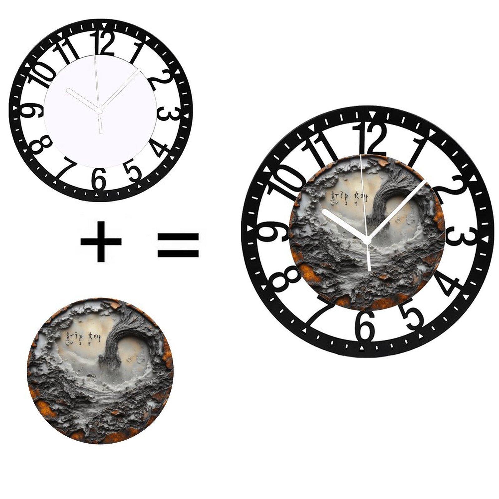 25cm Circular Iron Wall Clock with a Fern Frond Unfurling Design (Black,10 inch(25.40cm)) чёрный