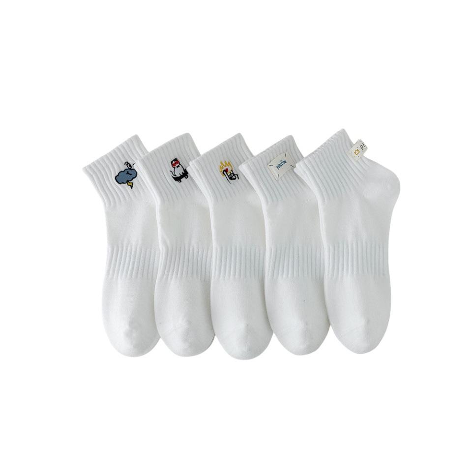 Female Spring and Summer Lovely Embroidery Preppy Sports Low Top Boneless Tube Socks