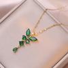 Women's Butterfly Zirconia Clavicle Necklace: Elegant, Fashionable, Titanium Steel Jewelry
