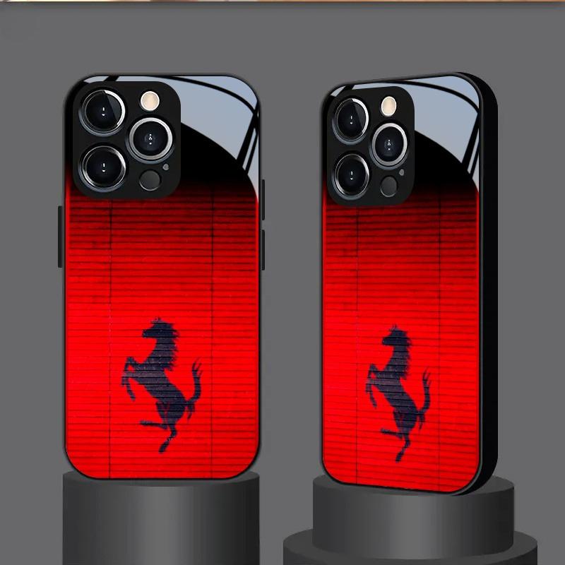 Custodia in vetro temperato con motivo a cavallo adatta per iPhone 17 16 15 14 13 12 11 Pro Max Plus cover posteriore anti-caduta e anti-urto