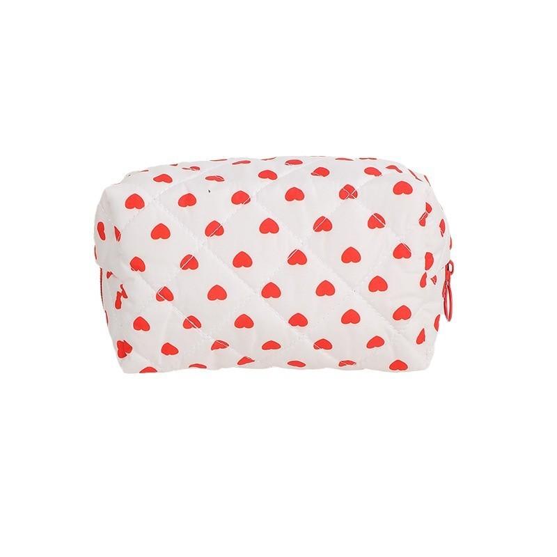 Heart Shape Travel Cosmetic Bag With Cotton Material For Women And Girls