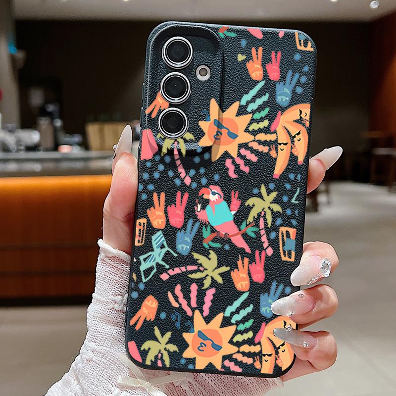 Colorful Cartoon Pattern Case For Samsung Galaxy A57 A37 A17 A56 A36 A26 A16 A55 A35 A15 A54 A34 A14 5G Leather Texture Silicone Cover