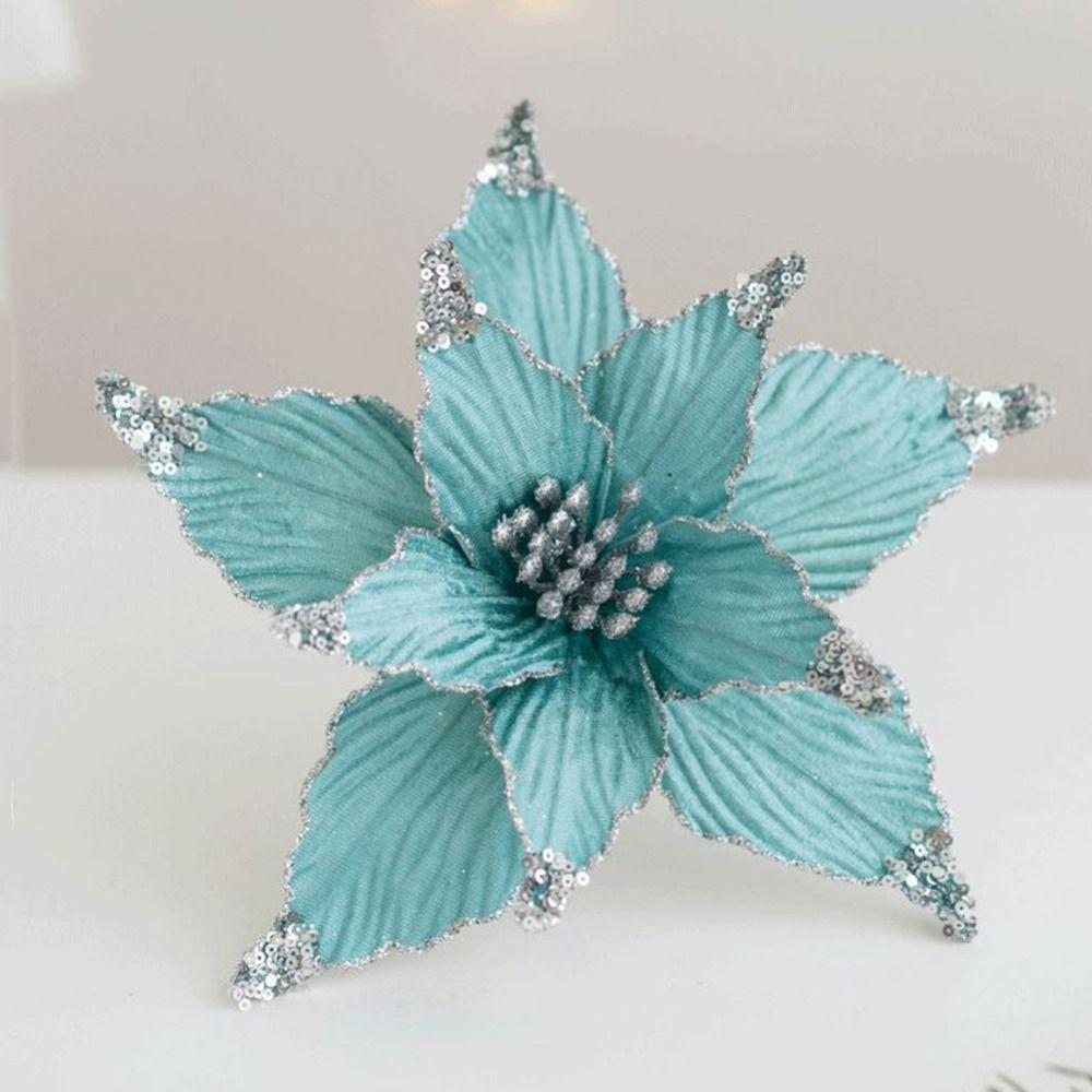 P Handmade Glitter Christmas Flowers High-grade Xmas Decorative Flowers  Event Layout