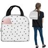 Black White Polka Dot Insulated Lunch Bag for Women Children Leakproof Food Boxes Thermal Lunch Box Tote