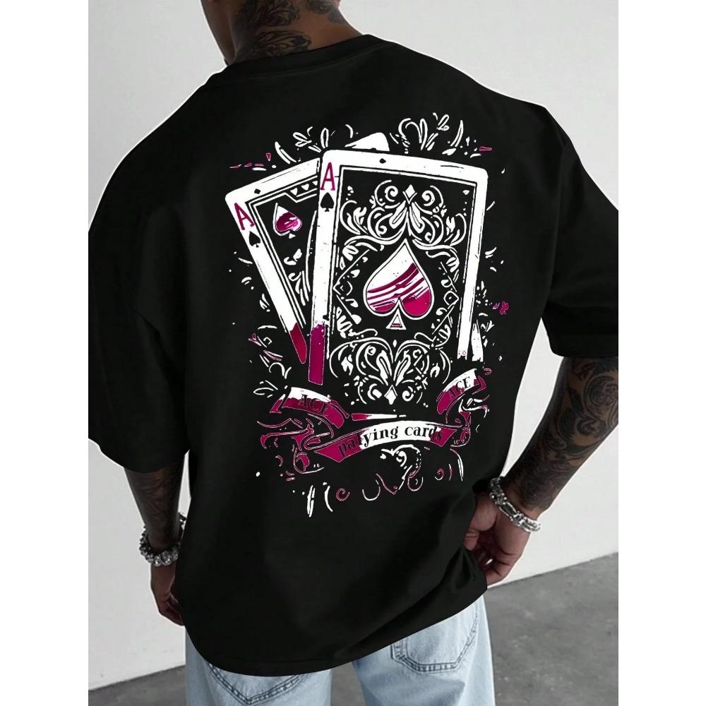 Summer Style Men's T-shirt Street Casual Fashion Comfortable Soft Breathable O-neck Short Sleeve 3D Playing Cards Print Pullover